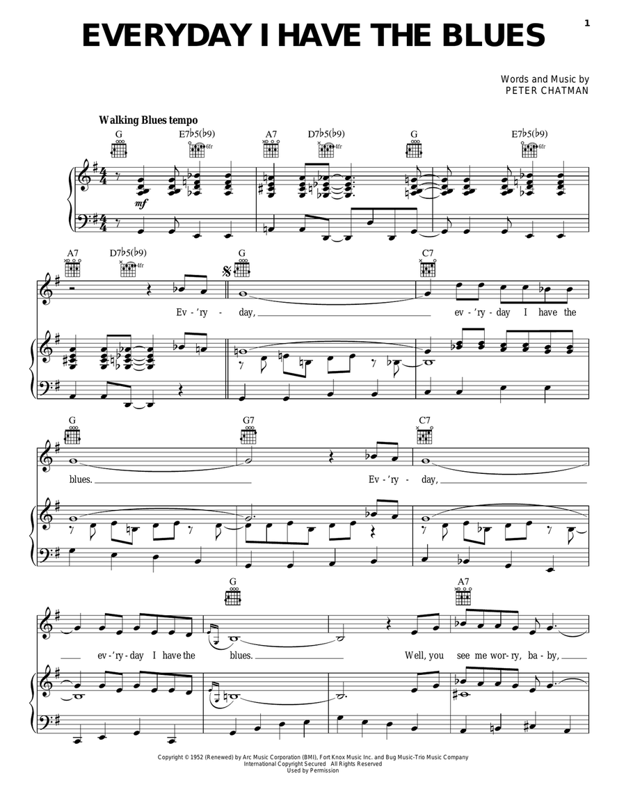 Everyday I Have The Blues Guitar scores gallery preview page 1