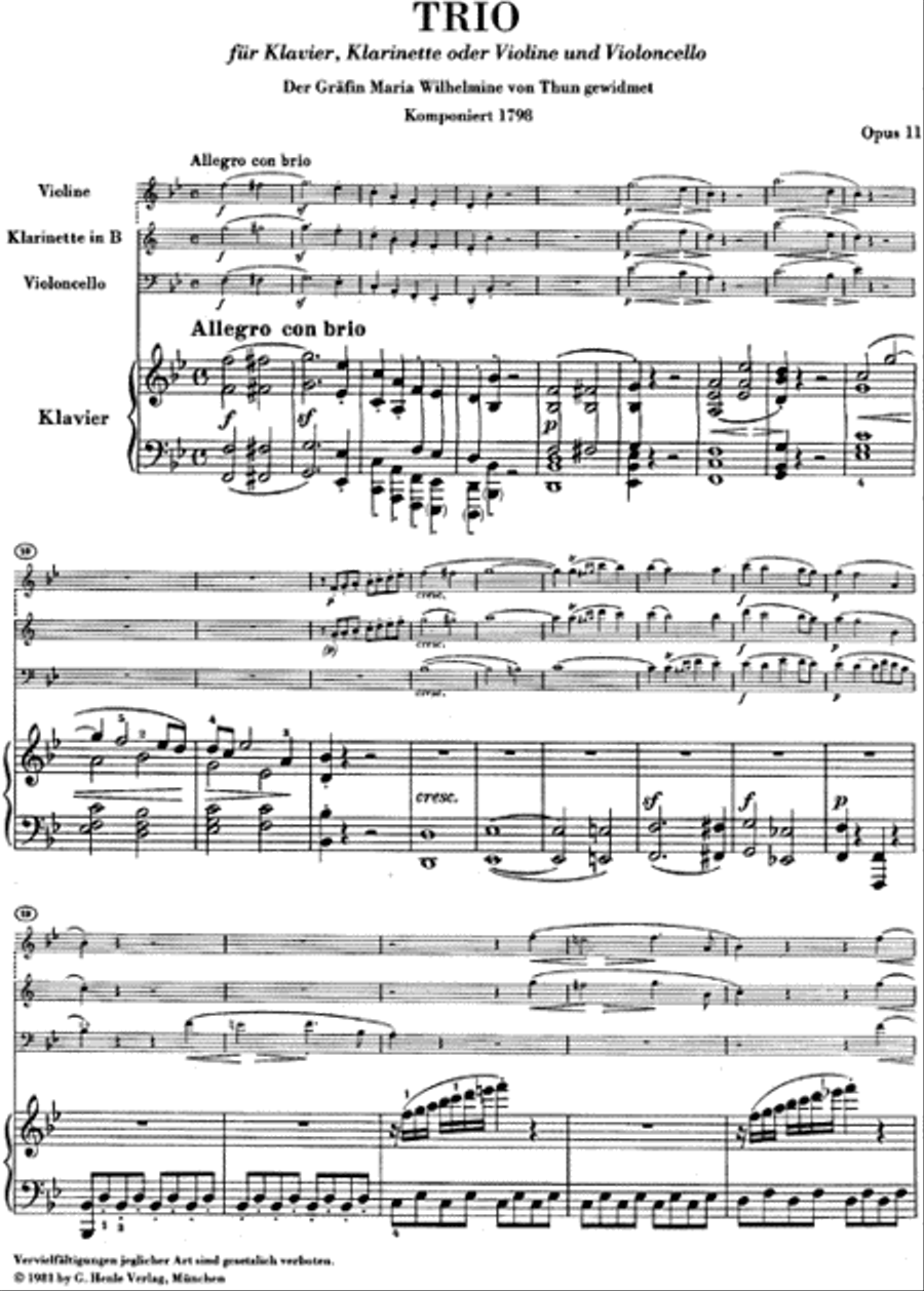 Clarinet Trios B Flat Major Op. 11 and E Flat Major Op. 38 Clarinet Trio scores gallery preview page 2