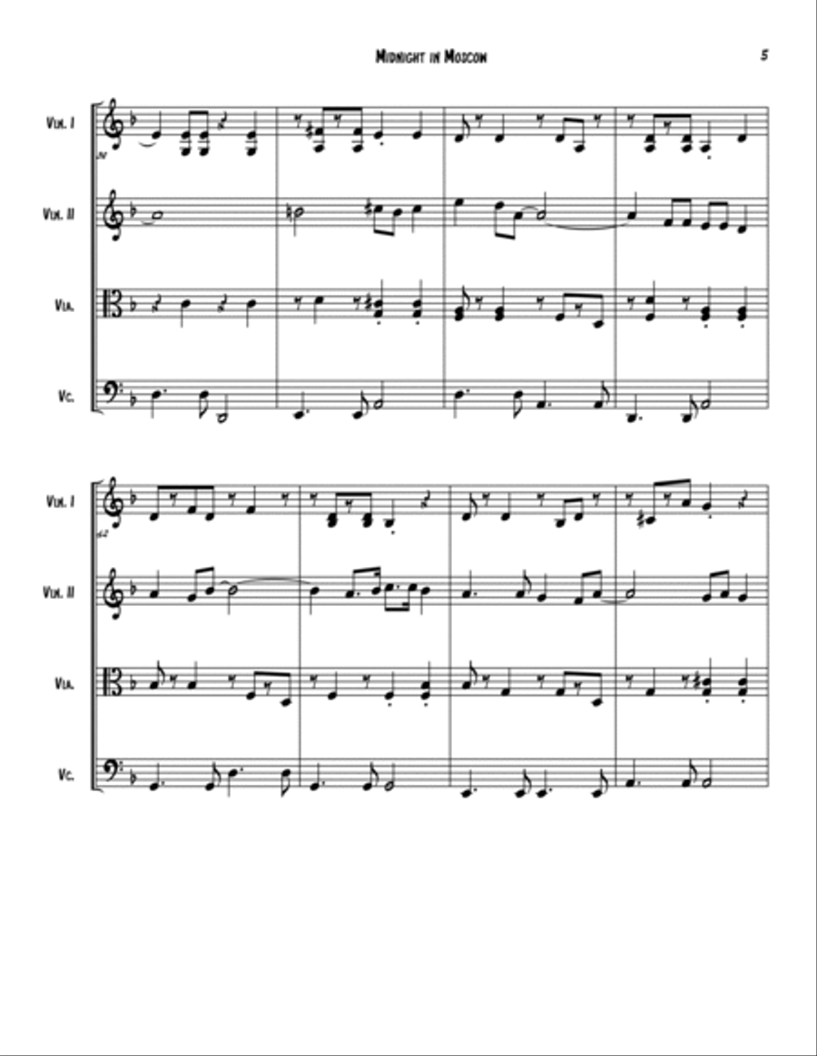 midnight in Moscow midnight in Moscow String Quartet scores gallery preview page 5