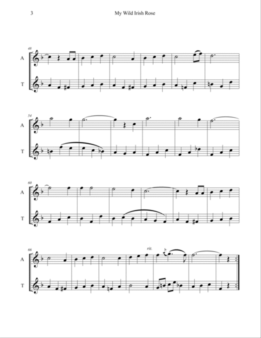 Four Irish - American Songs for Duets of A, T, and B Recorders Woodwind Duet scores gallery preview page 6