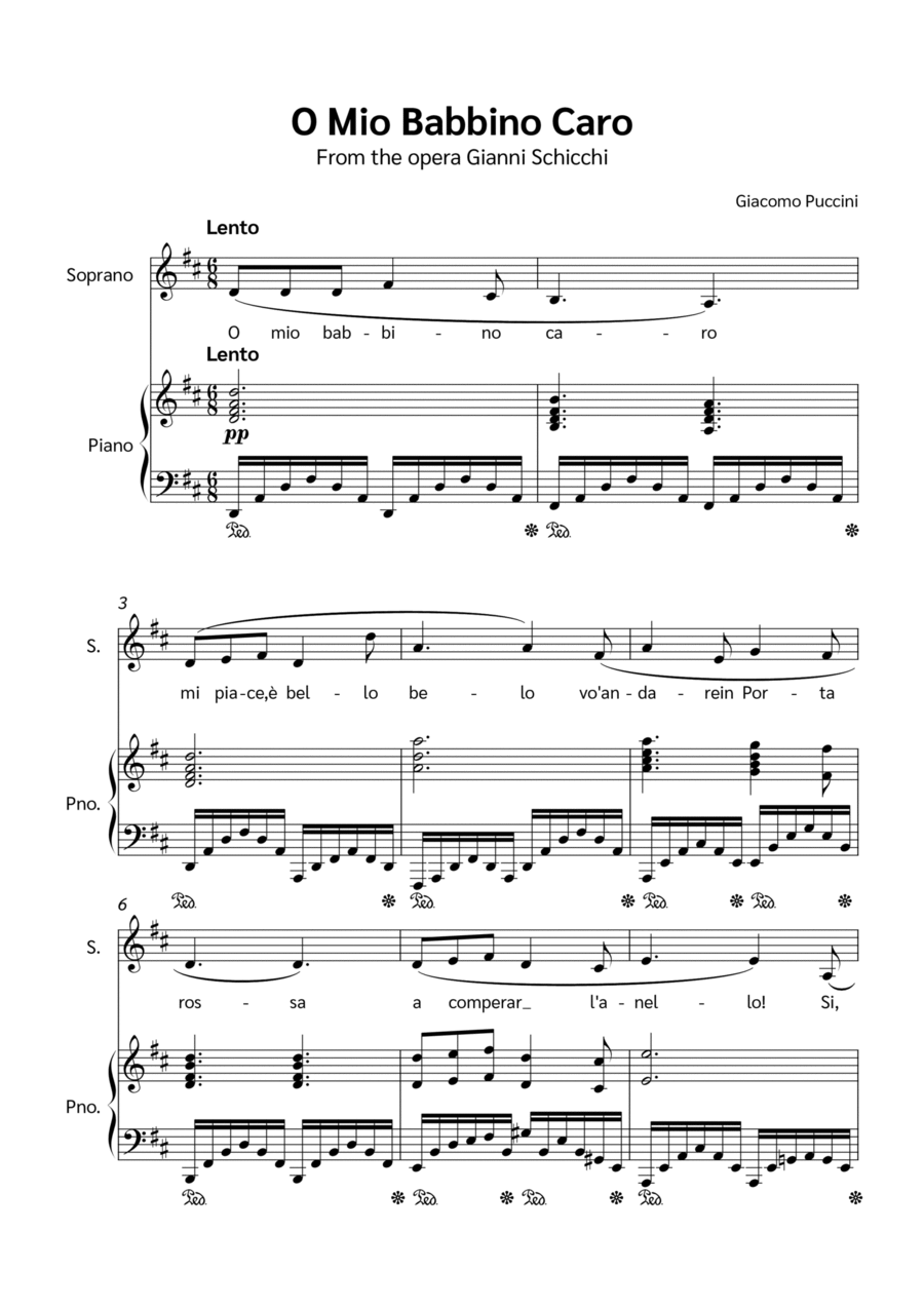 O Mio Babbino Caro Voice scores gallery preview page 1