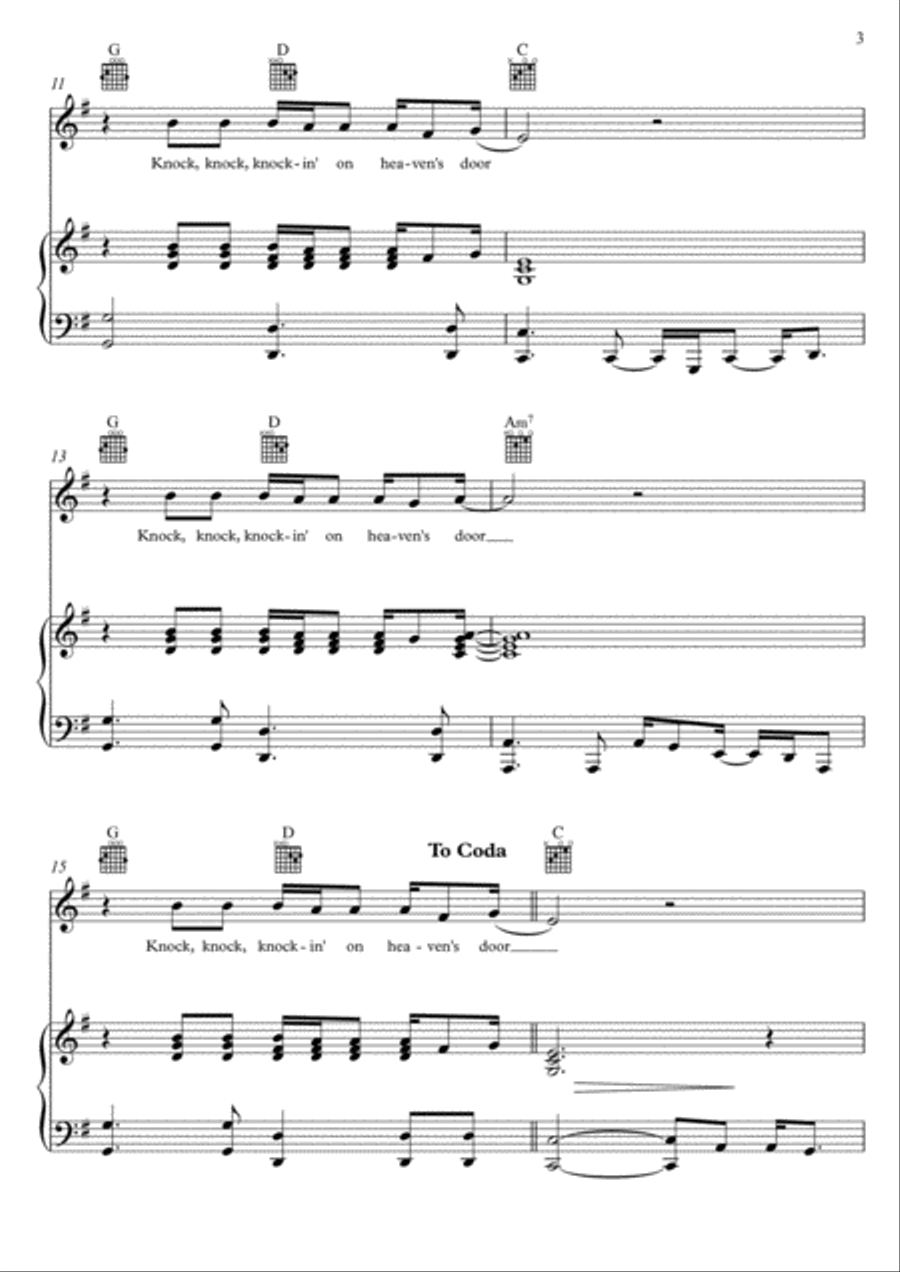 Knockin' On Heaven's Door Voice scores gallery preview page 3