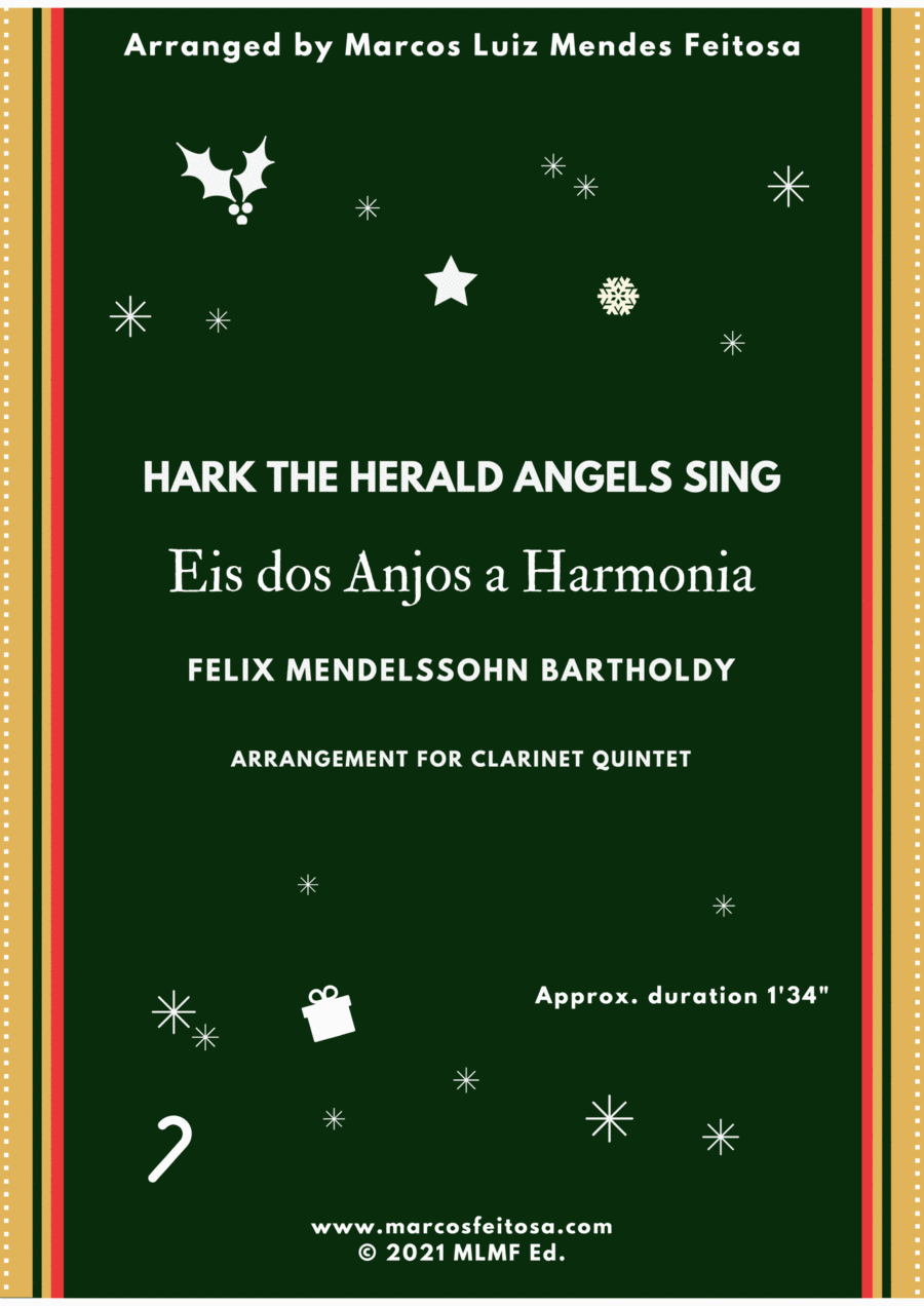 Hark The Herald Angels Sing (Eis dos Anjos a Harmonia) - Clarinet Quintet Hark The Herald Angels Sing (Eis dos Anjos a Harmonia) - Clarinet Quintet Clarinet Quintet scores gallery preview page 1