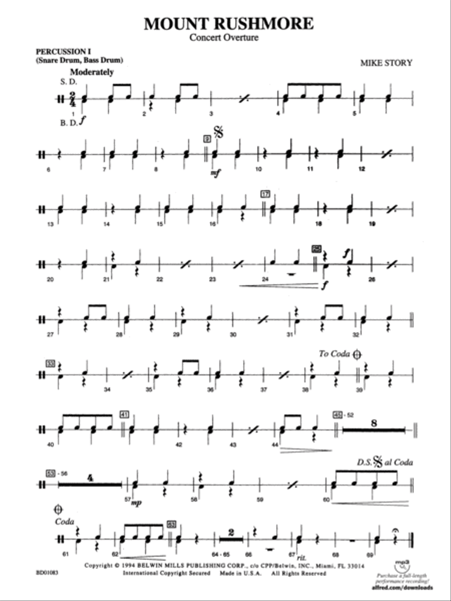 Mount Rushmore: 1st Percussion Concert Band scores gallery preview page 1