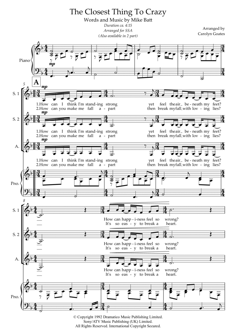 The Closest Thing To Crazy SSA scores gallery preview page 1