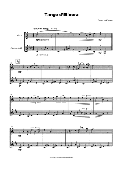Tango d'Elinora, for Oboe and Clarinet Duet