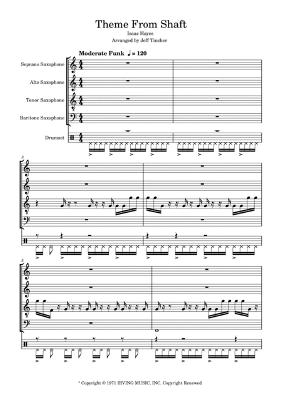 Theme From Shaft Woodwind Quartet scores gallery preview page 2