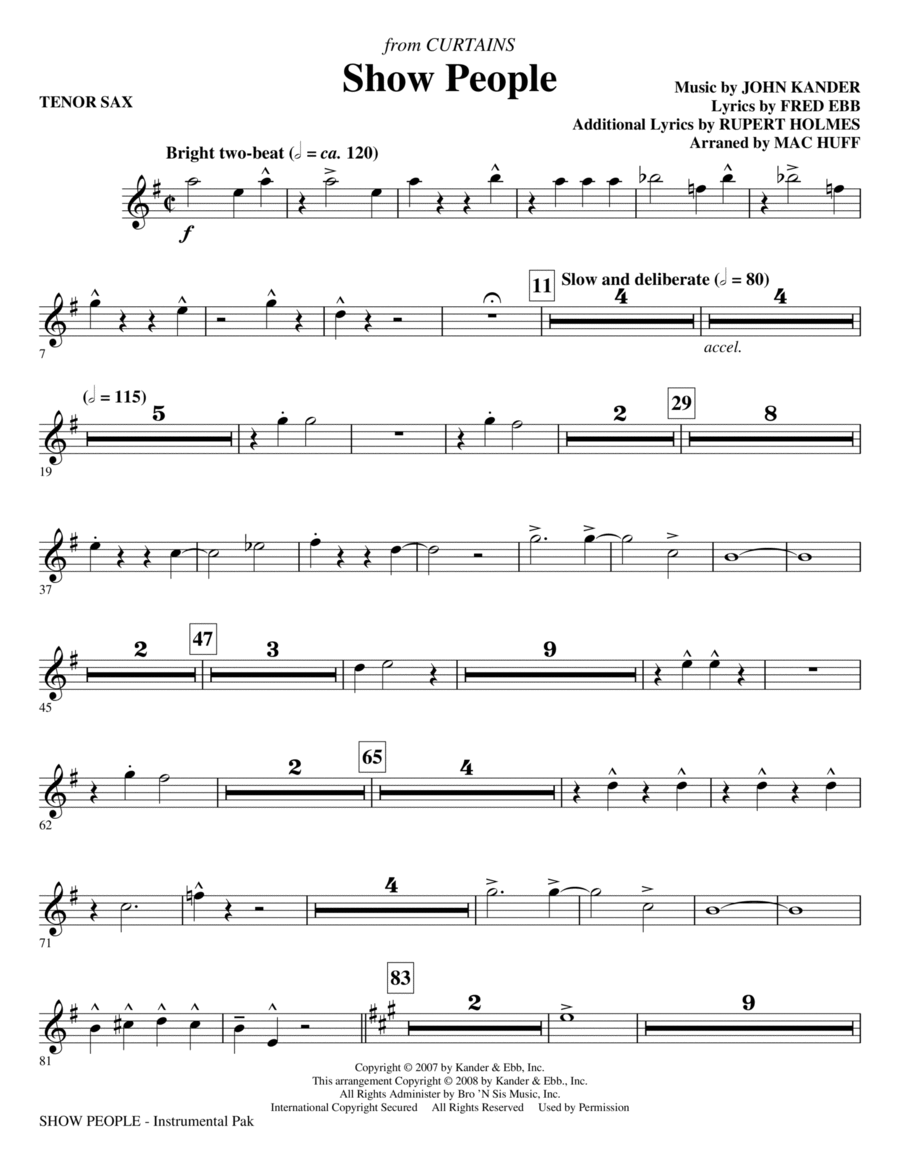 Show People - Tenor Sax Show People - Tenor Sax Choir scores gallery preview page 1