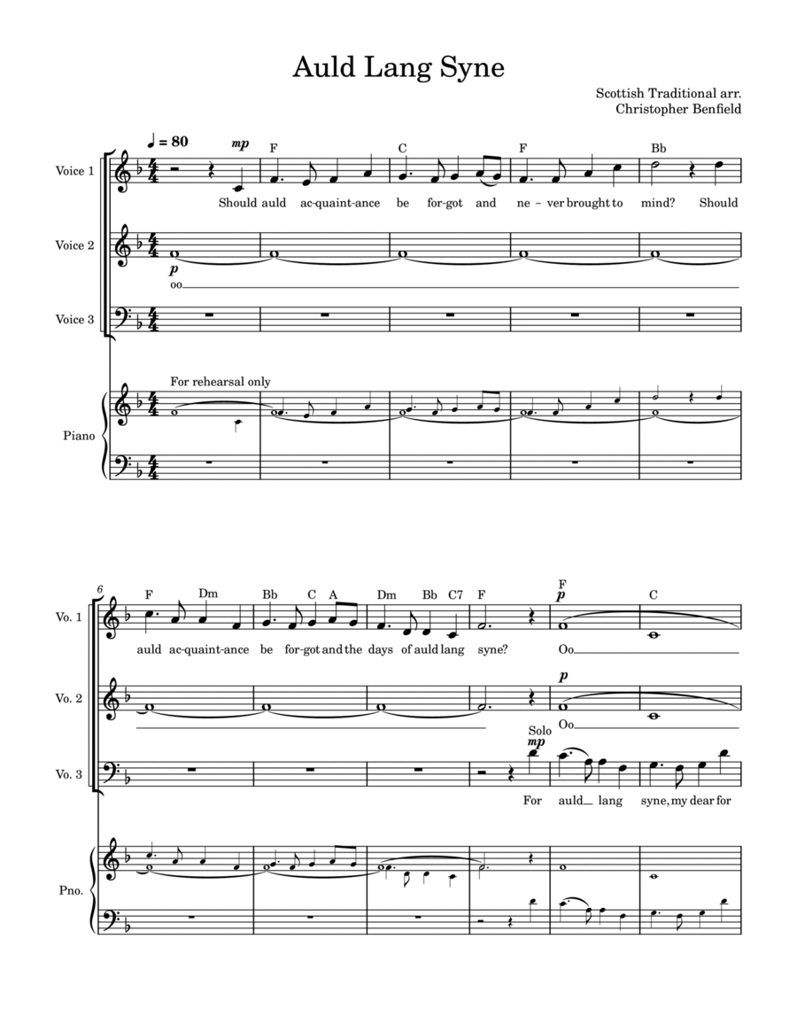 Auld Lang Syne 3-Part scores gallery preview page 1