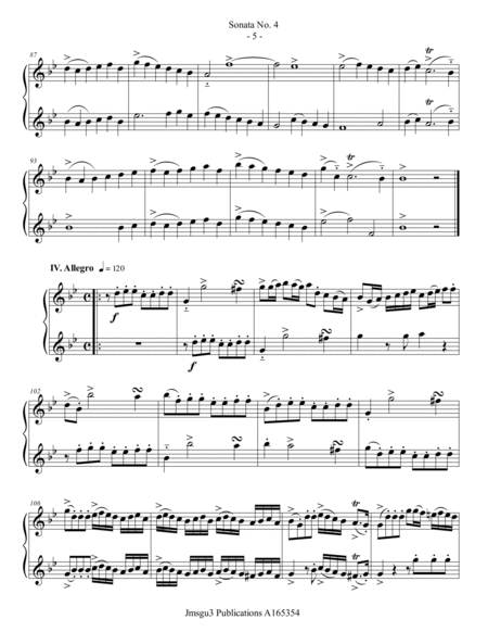 Loeillet: Sonata No. 4 for Violin Duo image number null