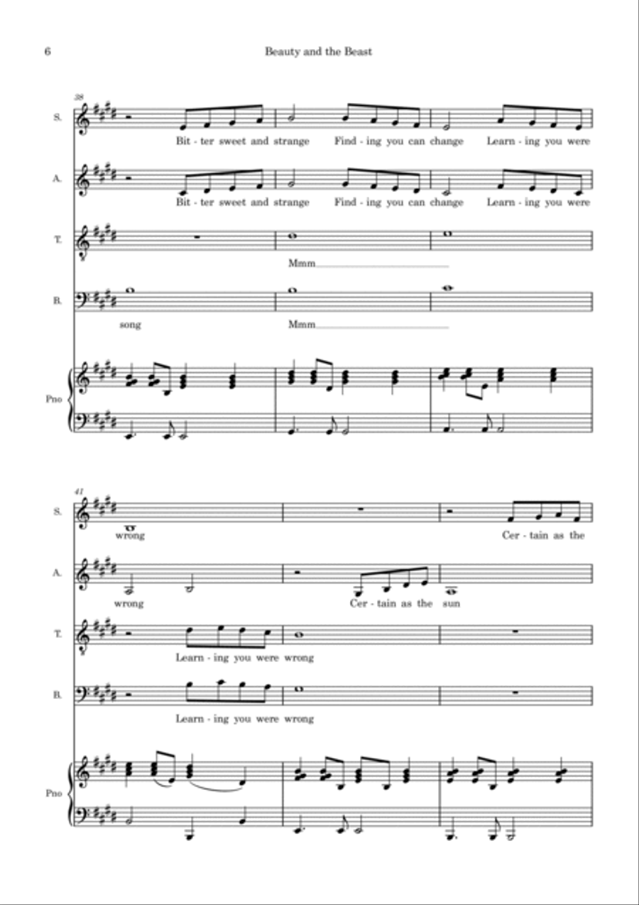 Beauty And The Beast 4-Part scores gallery preview page 6