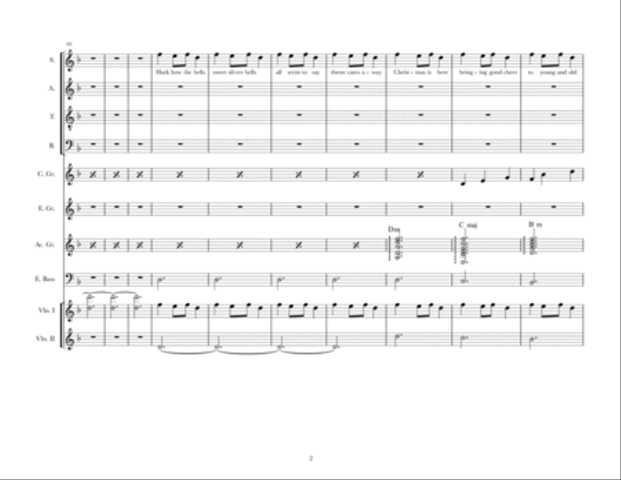 Carol of the Bells for voice, violin and guitars Small Ensemble scores gallery preview page 2