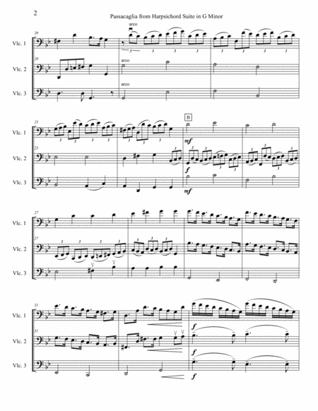 Passacaglia in G Minor, arranged for three intermediate cellos (cello trio), HWV 432 image number null