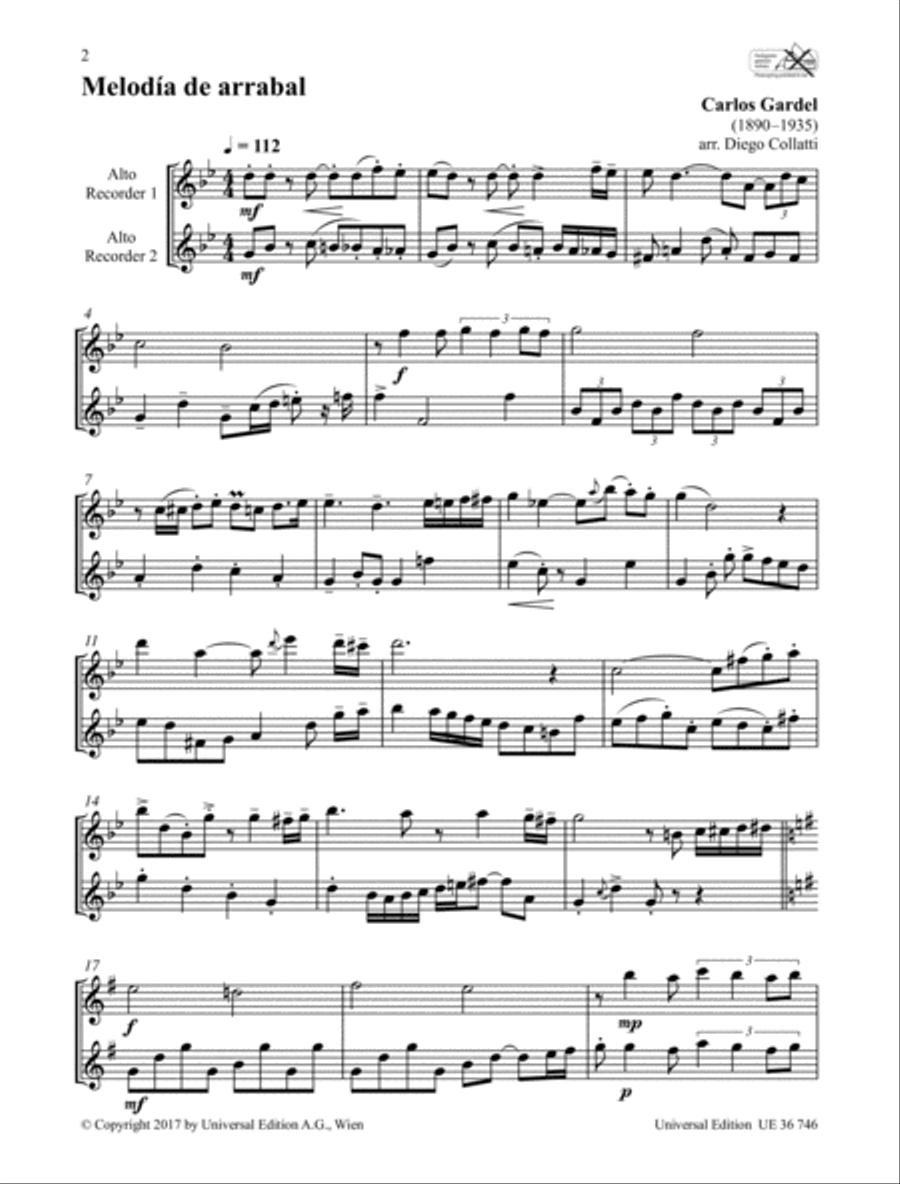 Tango Recorder Duets Woodwind Duet scores gallery preview page 2