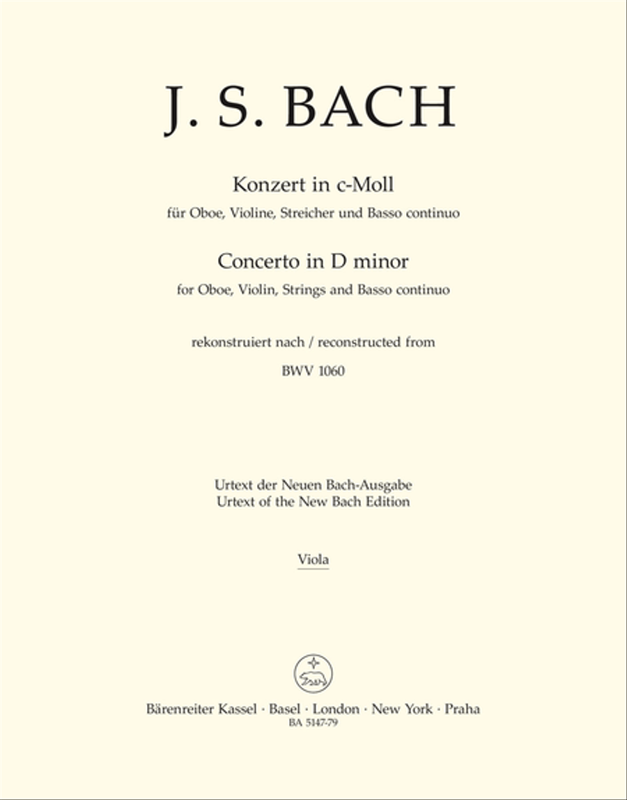 Concerto for Oboe, Violin, Strings and Basso Continuo in C minor Violin scores gallery preview page 1
