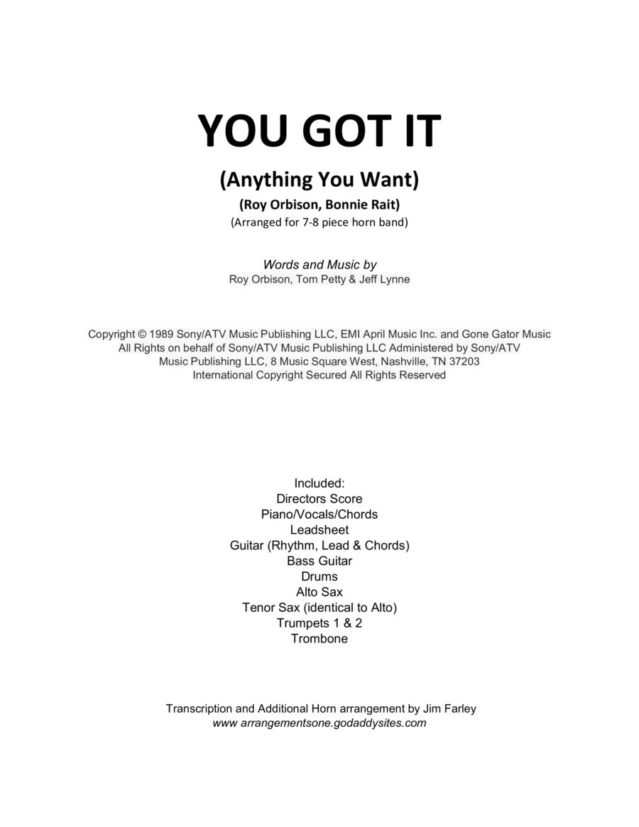 You Got It Tenor Saxophone scores gallery preview page 1
