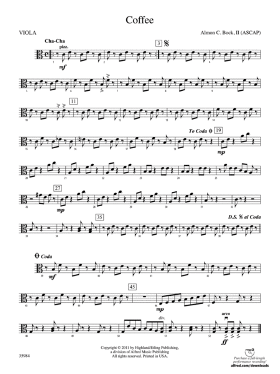 Coffee: Viola String Orchestra scores gallery preview page 1