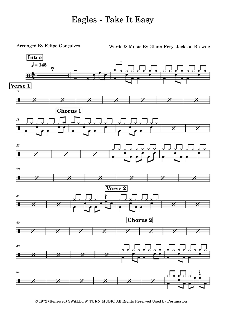 Take It Easy Drum Set scores gallery preview page 1