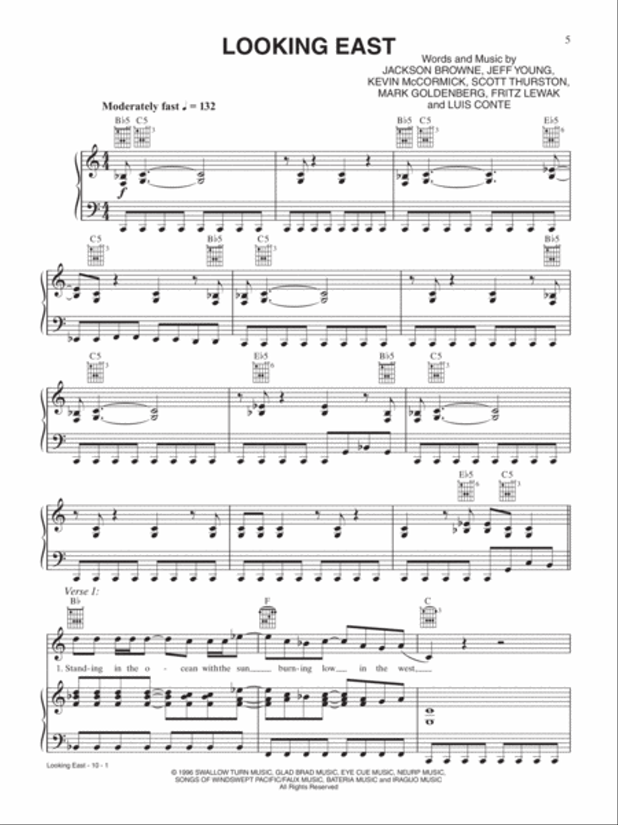 Looking East Piano, Vocal, Guitar scores gallery preview page 1