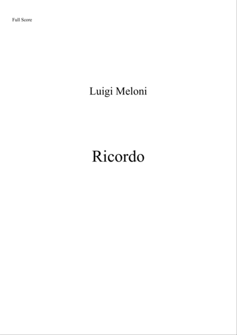 Ricordo (Full score and Set of parts) Chamber Orchestra scores gallery preview page 1