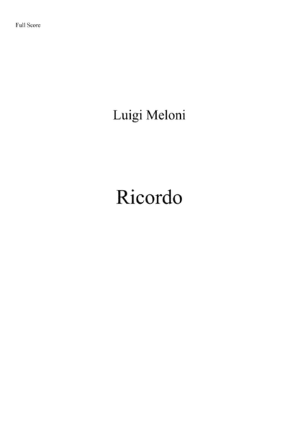 Ricordo (Full score and Set of parts) image number null