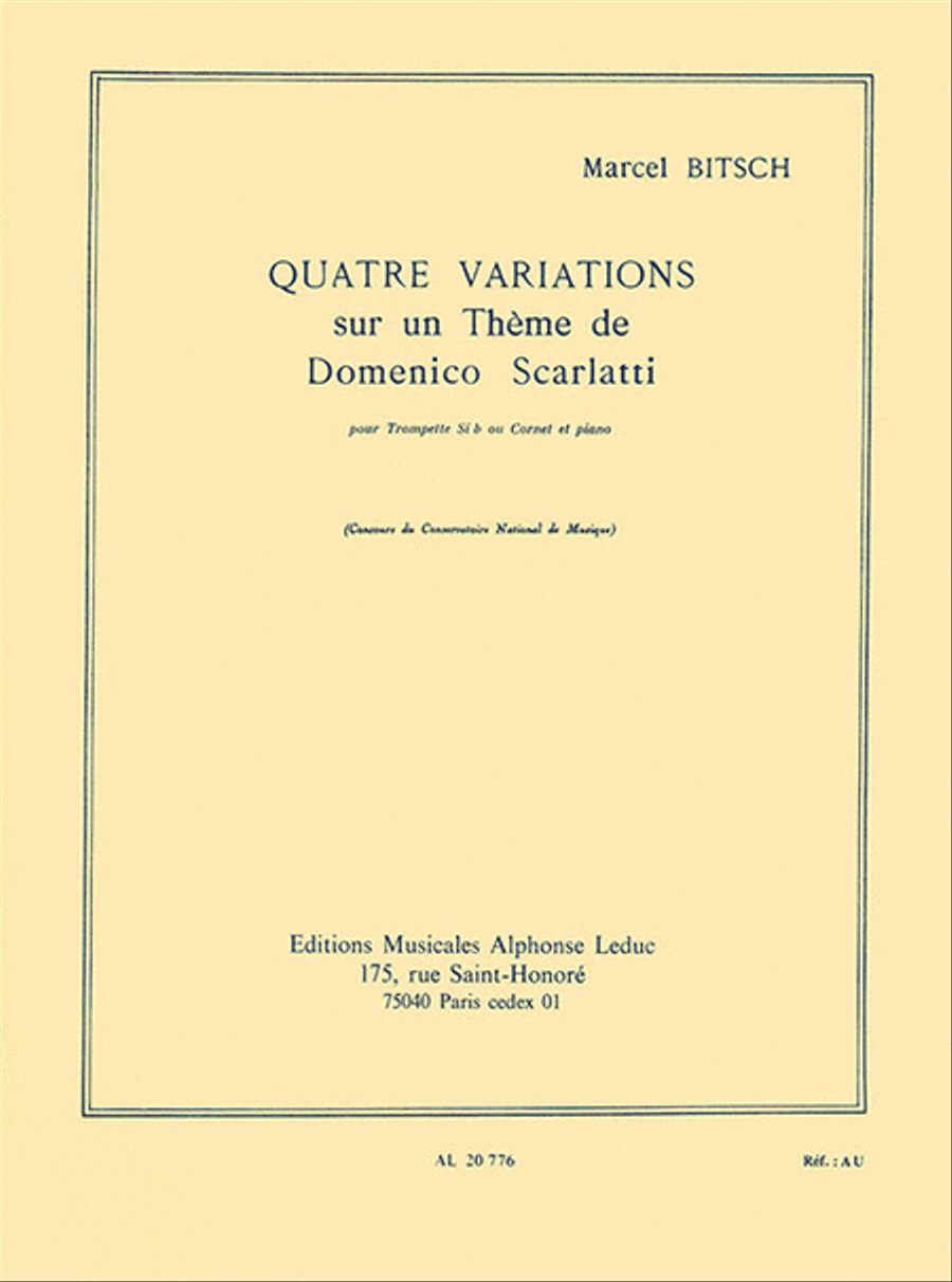Quatre Variations Sur Un Theme De Domenico Scarlatti Pour Trompette (ou Cornet) Et Pian Cornet scores gallery preview page 1