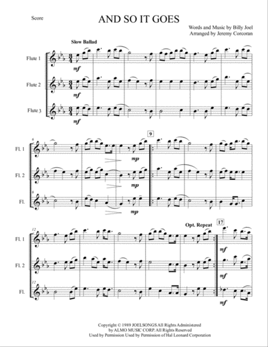 And So It Goes Woodwind Trio scores gallery preview page 2