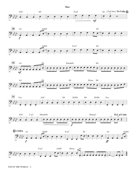 Top Of The World (from Lyle, Lyle, Crocodile) (arr. Mark Brymer) - Bass