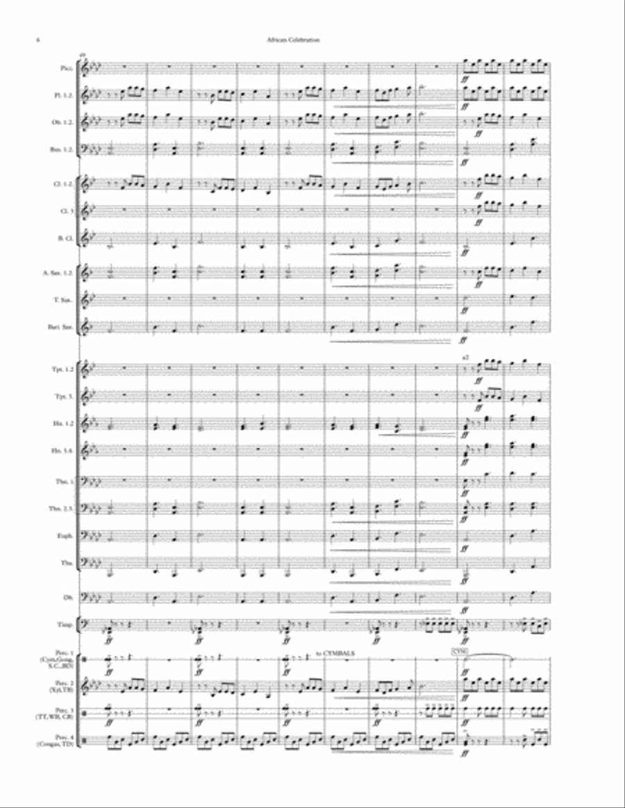 An African Celebration (for Grade 5 Symphonic Band) Score and Parts Concert Band scores gallery preview page 6