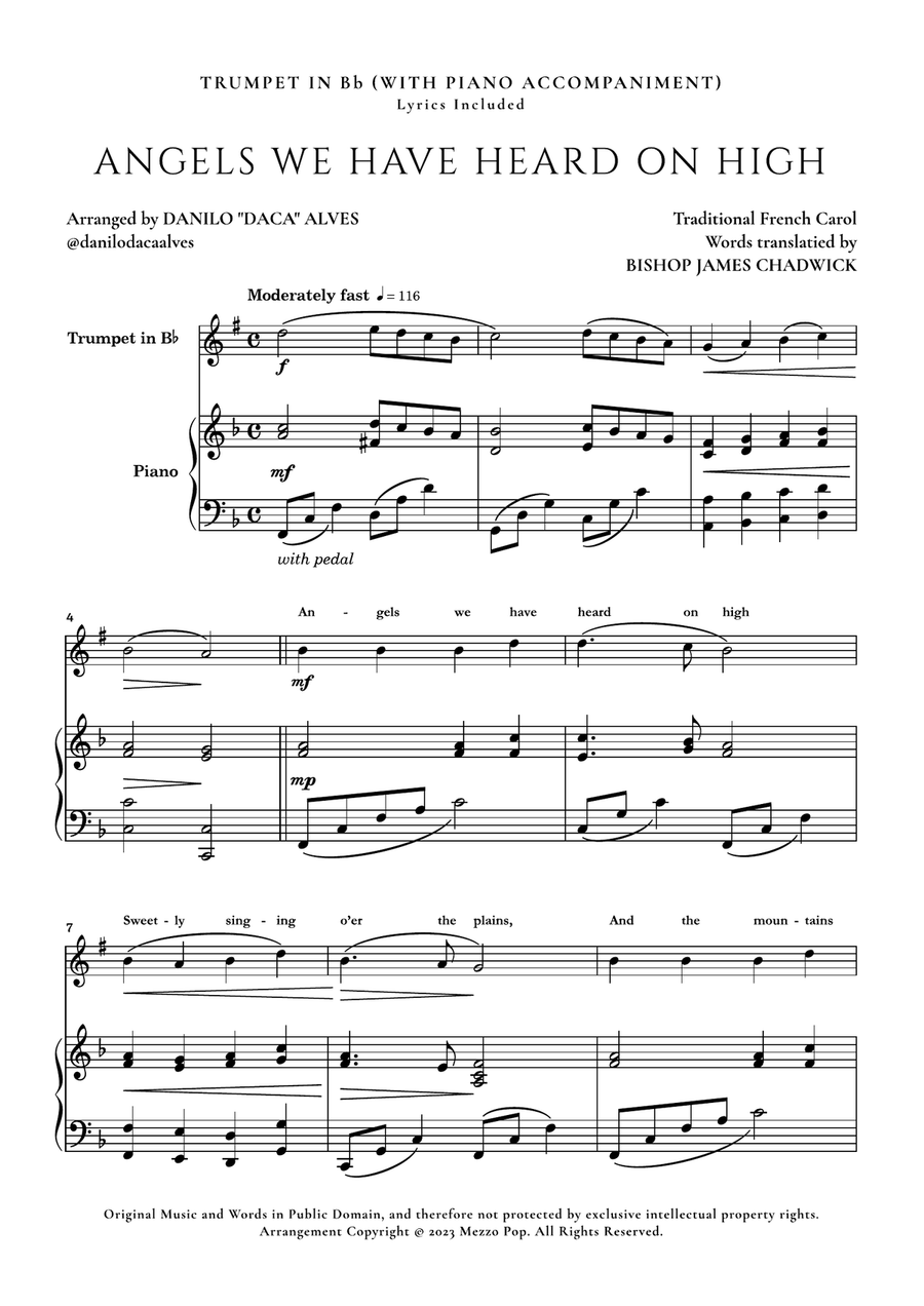 Angels We Have Heard On High Trumpet Solo scores gallery preview page 1