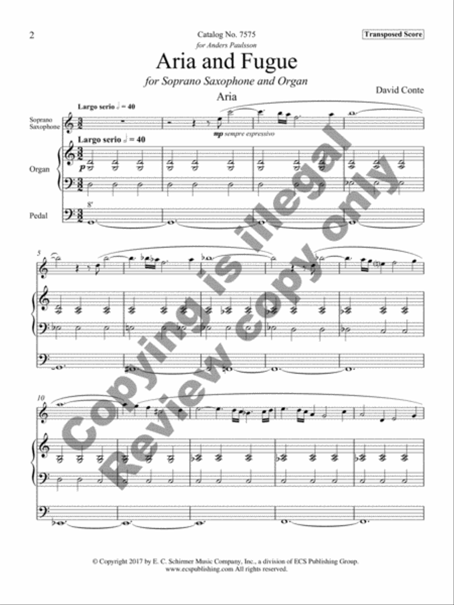 Aria and Fugue Soprano Saxophone scores gallery preview page 3
