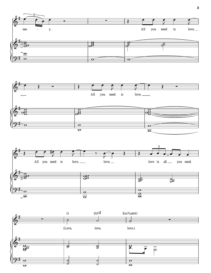 All You Need Is Love (from Across The Universe) Piano, Vocal scores gallery preview page 3