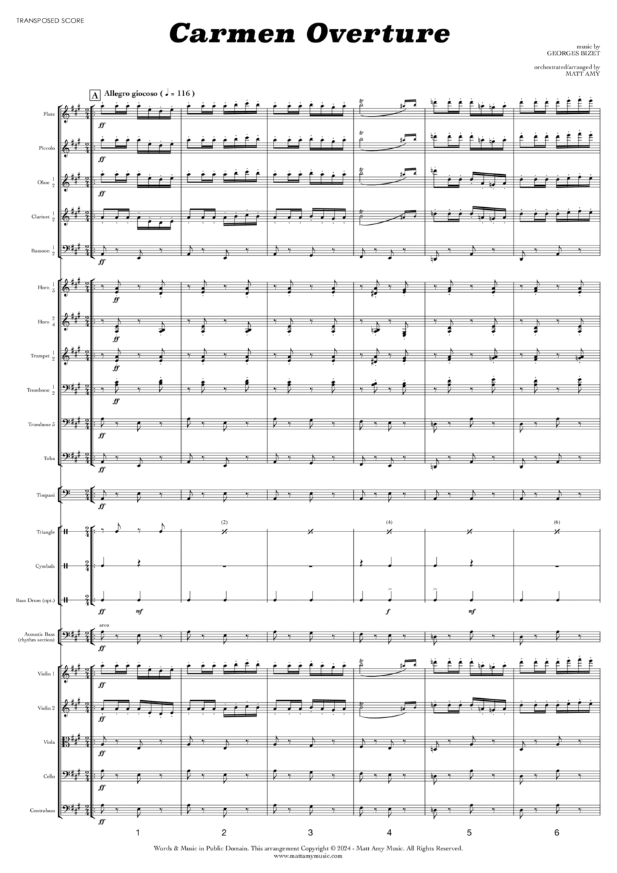 Carmen Overture Full Orchestra scores gallery preview page 1