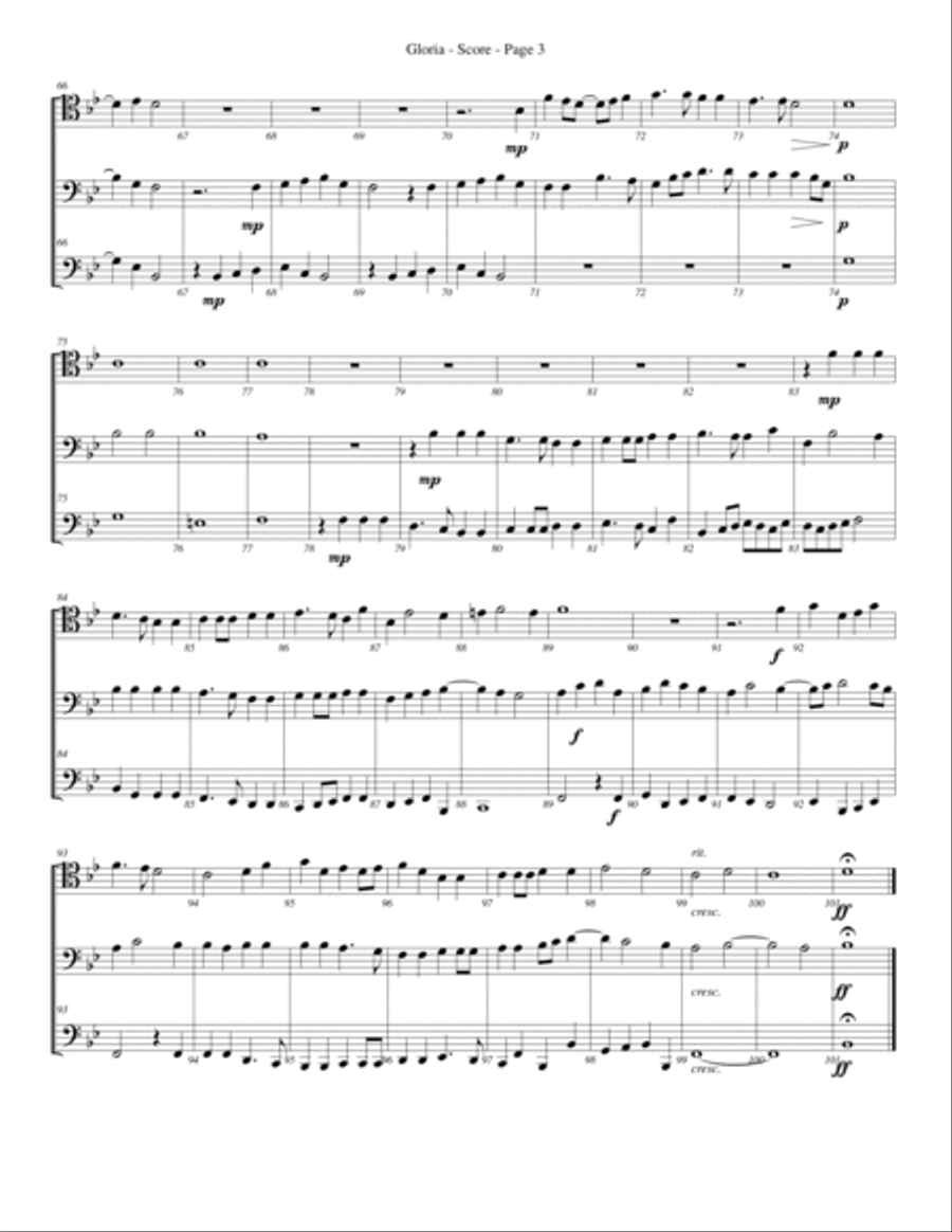 Gloria for Trombone or Low Brass Trio Trombone Trio scores gallery preview page 3