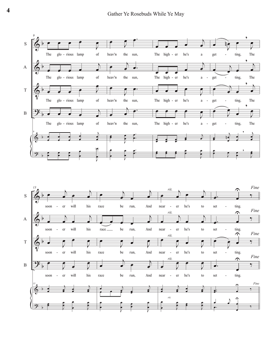 Gather Ye Rosebuds While Ye May 4-Part scores gallery preview page 4