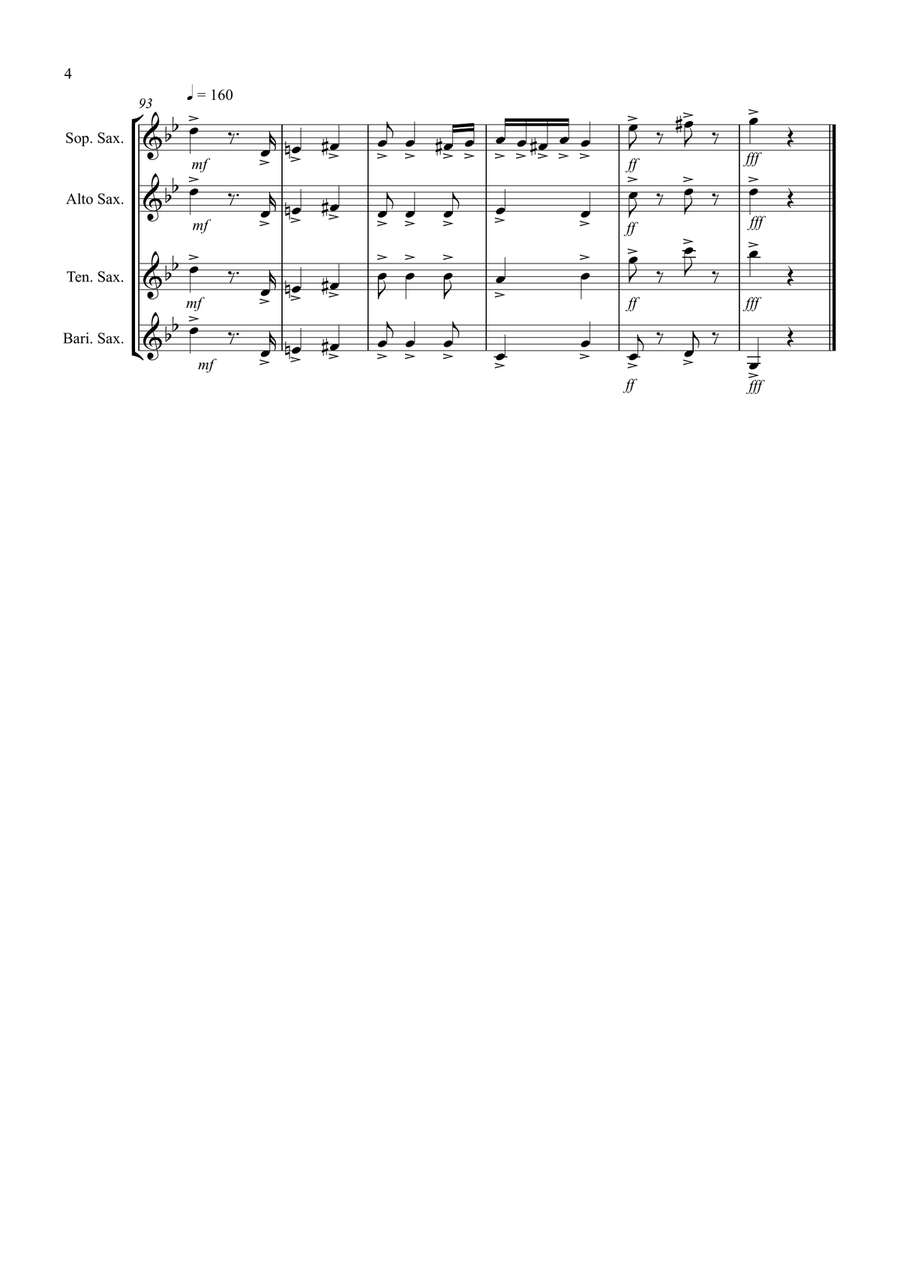 Hungarian Dance No.5 for Saxophone Quartet Saxophone Quartet scores gallery preview page 4