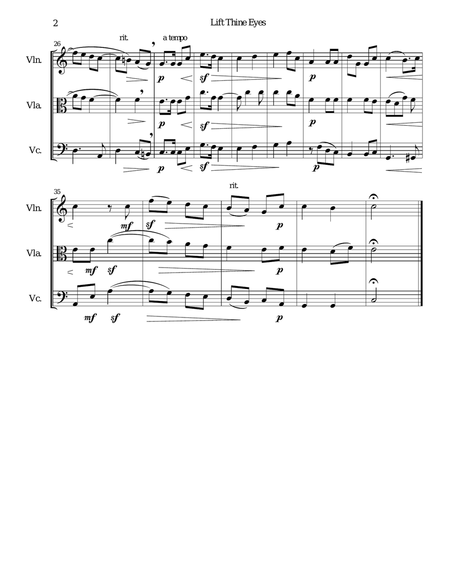 Lift thine eyes (from Elijah) for string trio String Trio scores gallery preview page 2