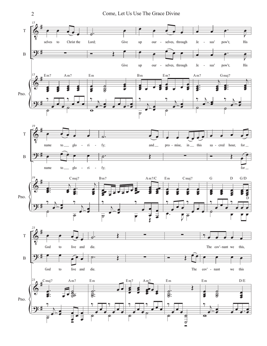 Come, Let Us Use The Grace Divine (2-part choir - (TB) TB scores gallery preview page 3