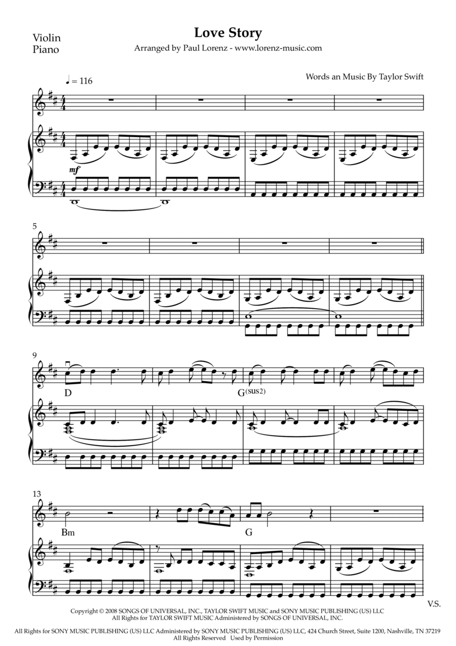 Love Story Violin Solo scores gallery preview page 1
