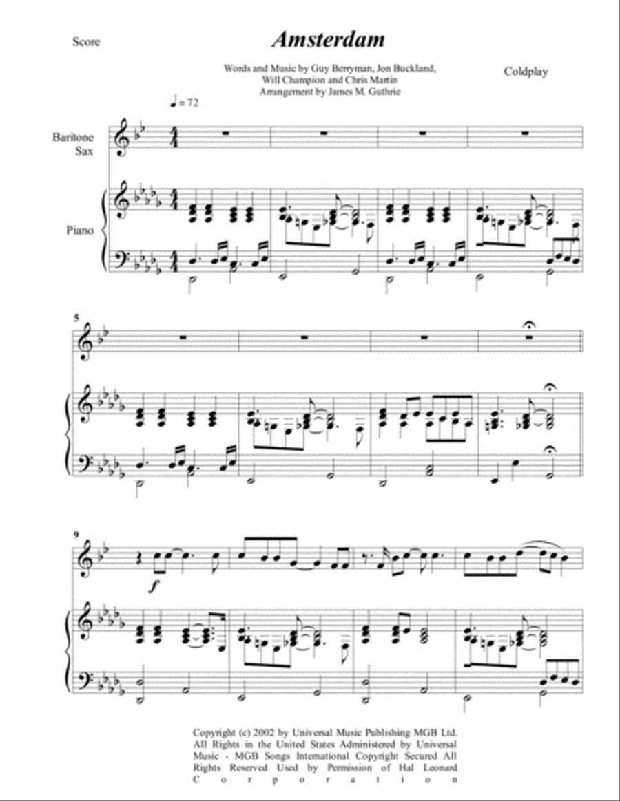 Amsterdam Baritone Saxophone scores gallery preview page 1
