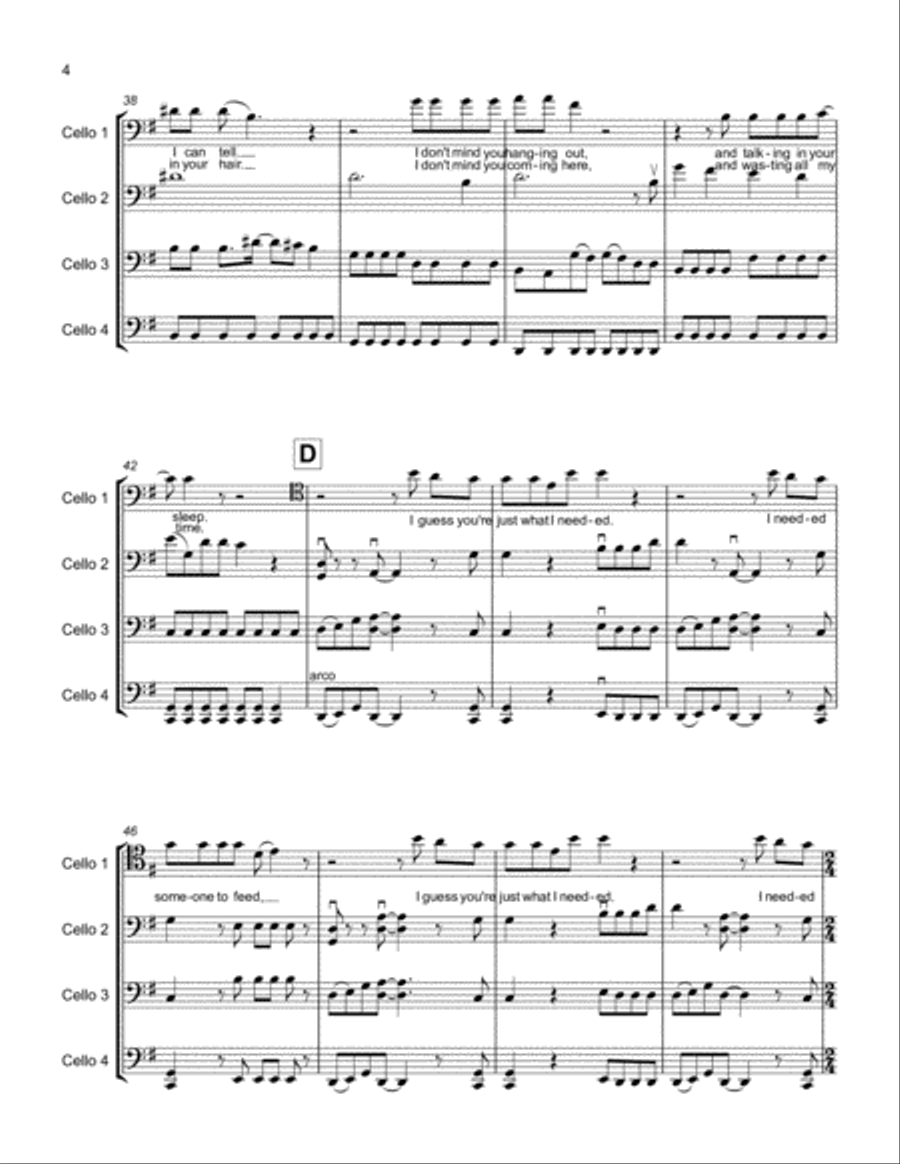 Just What I Needed Cello scores gallery preview page 4