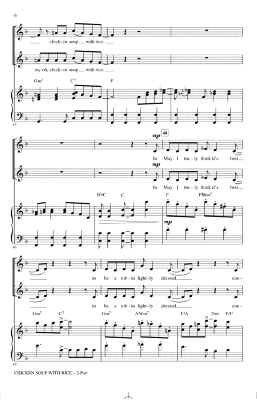 Chicken Soup With Rice (arr. Emily Crocker) 2-Part scores gallery preview page 5