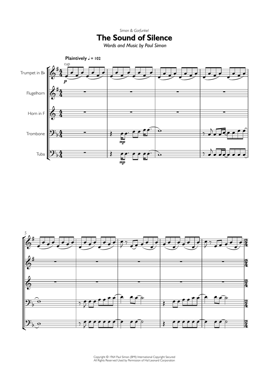 The Sound Of Silence Brass Ensemble scores gallery preview page 1