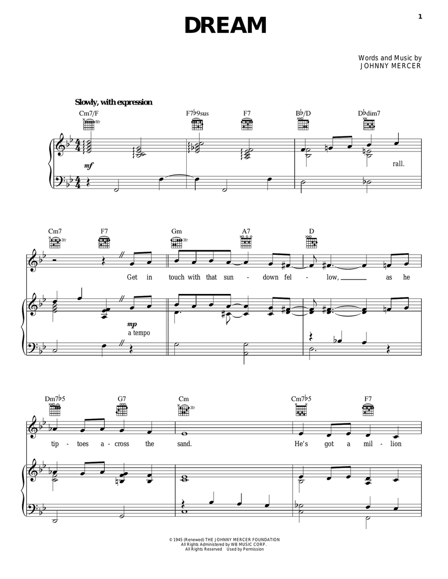 Dream Piano, Vocal, Guitar scores gallery preview page 1