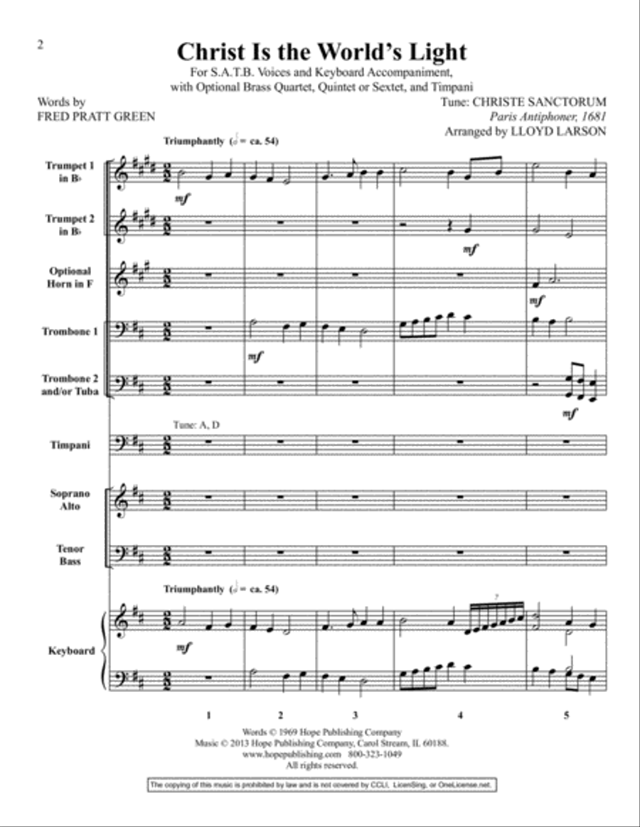 Christ Is the World's Light Choir scores gallery preview page 2