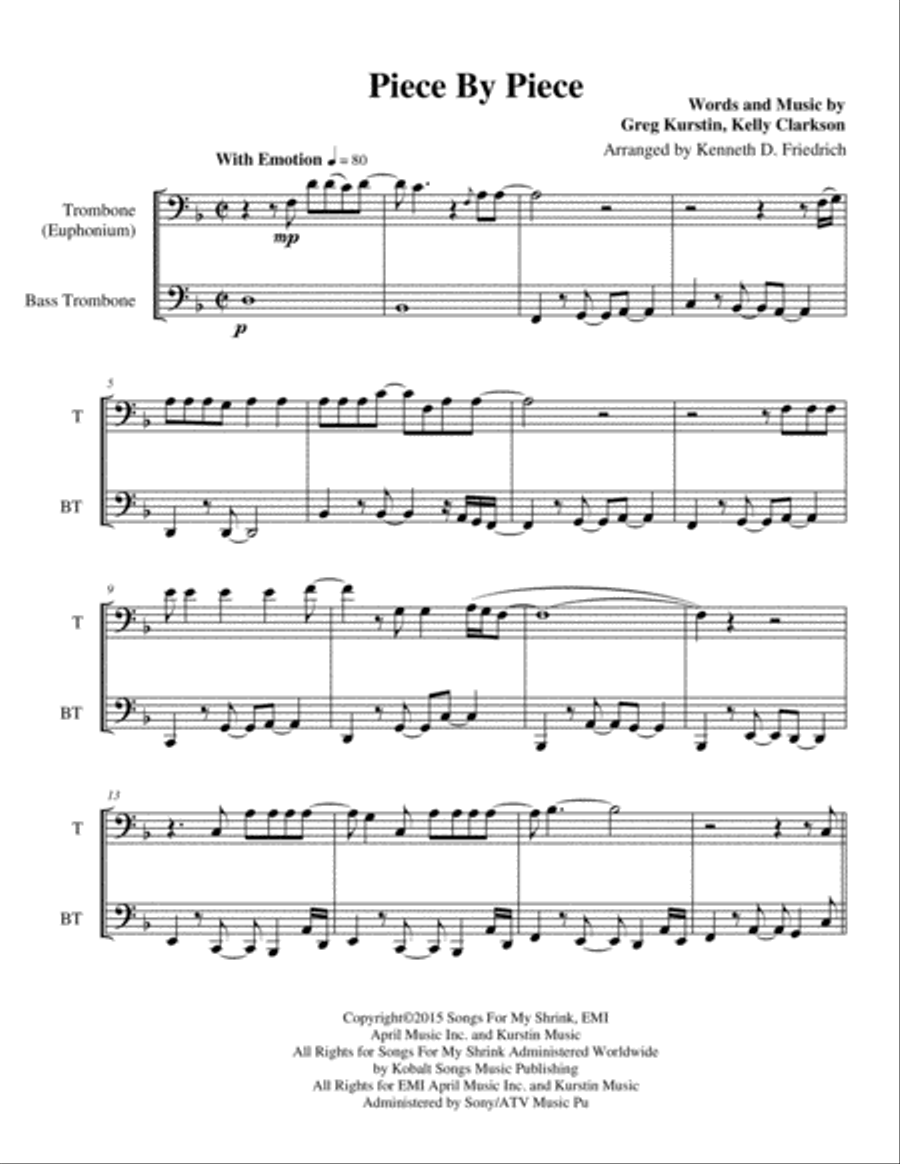 Piece By Piece Brass Ensemble scores gallery preview page 1
