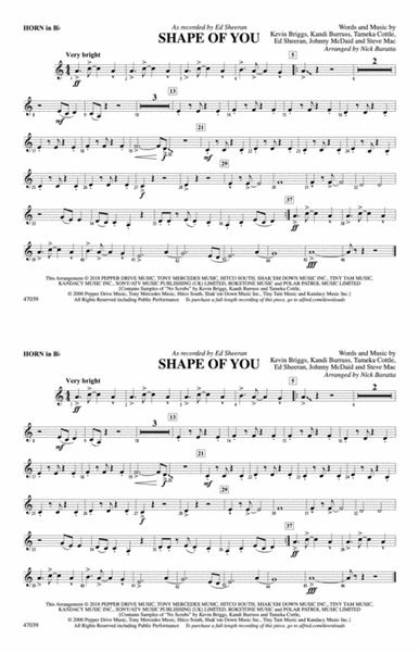 Shape of You: Horn in B flat