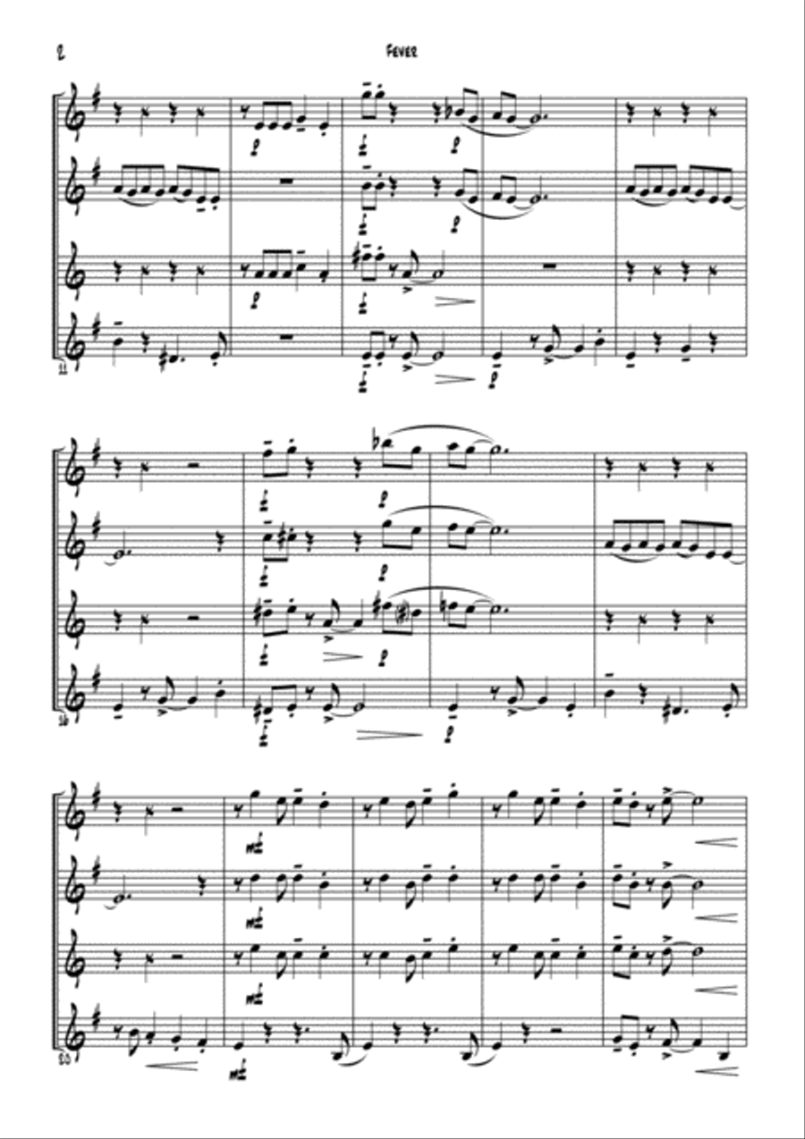 Fever Saxophone Quartet scores gallery preview page 4
