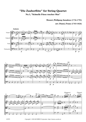 Book cover for "Die Zauberflöte" for String Quartet, No.3, "Schnelle Füsse rascher Mut"