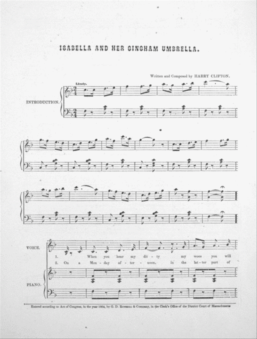 Isabella and Her Gingham Umbrella. Billy Morris' Songs Voice scores gallery preview page 2